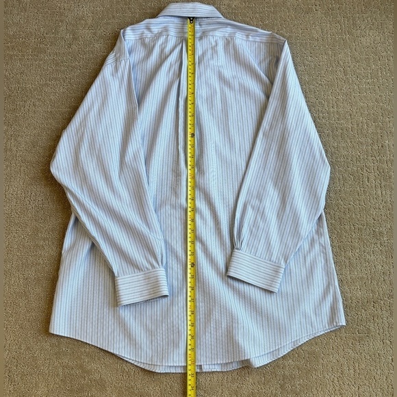 Brooks Brothers Non-Iron Dress Shirt REGENT Blue/Brown Stripe Men's Size 17-2/3 - Picture 8 of 9